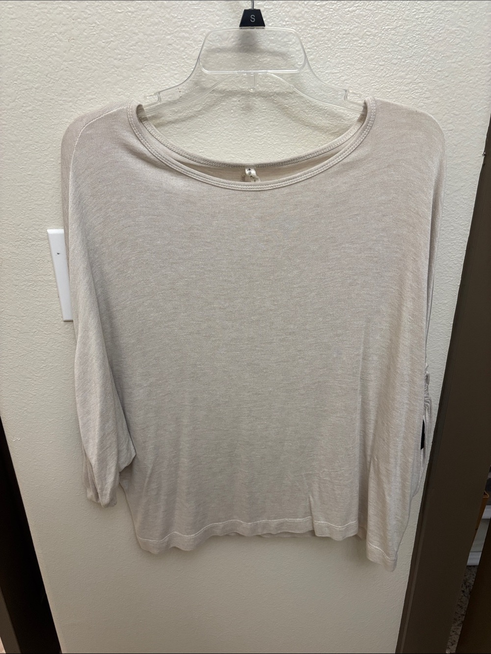 Light Beige Women's Boatneck Pullover Top
